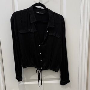 Zara Black Satin Blouse